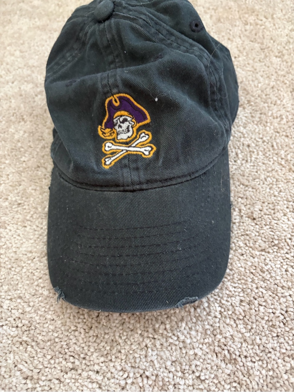 Black Women's east Carolina university Cap with Embroidered Pirate Skull Accent